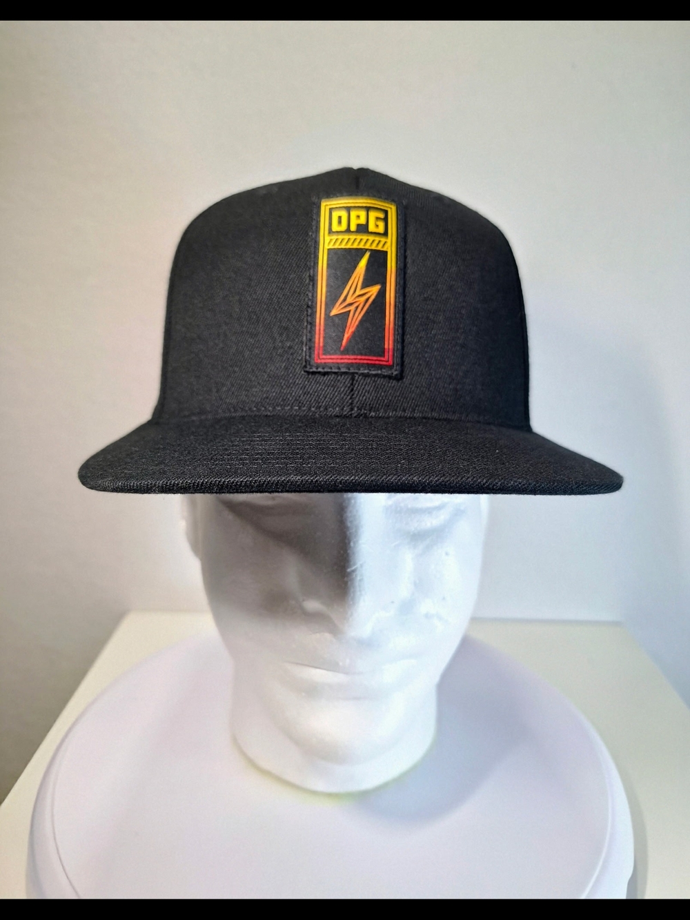 1 10 ,  OP Black Flat-Brim Snapback Hat with Lightning Patch